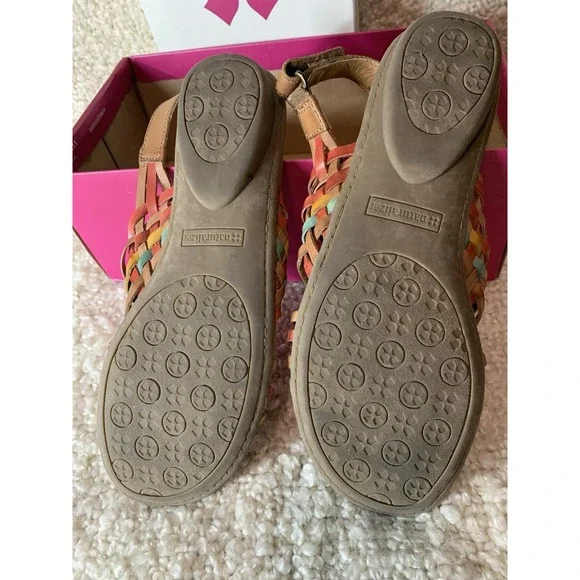 Naturalizer Wendy Brown Sandals Sling Back Tan Leather multicolor Detail Sz. 8.5 - Picture 3 of 3